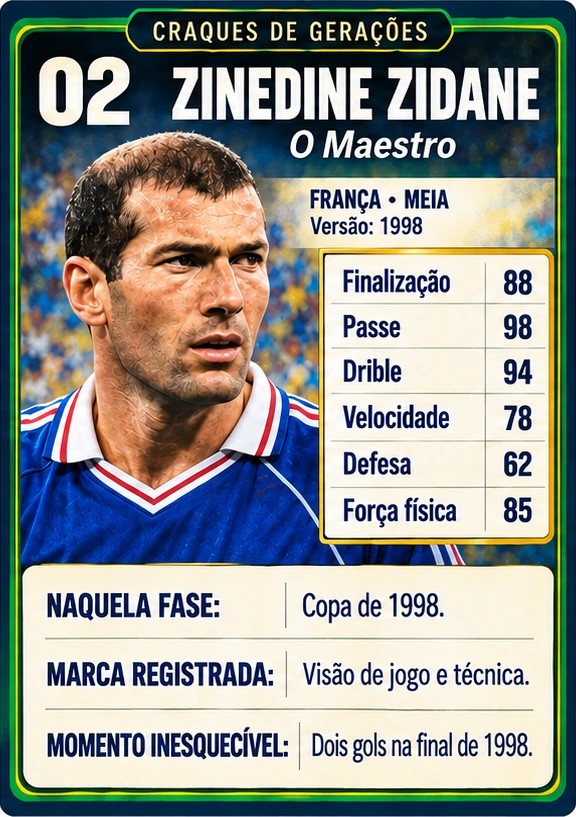 Amostra da carta de Zidane